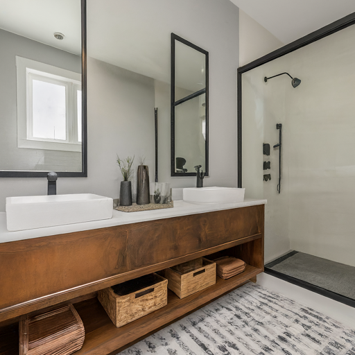 stylish bathroom vanity with double sinks